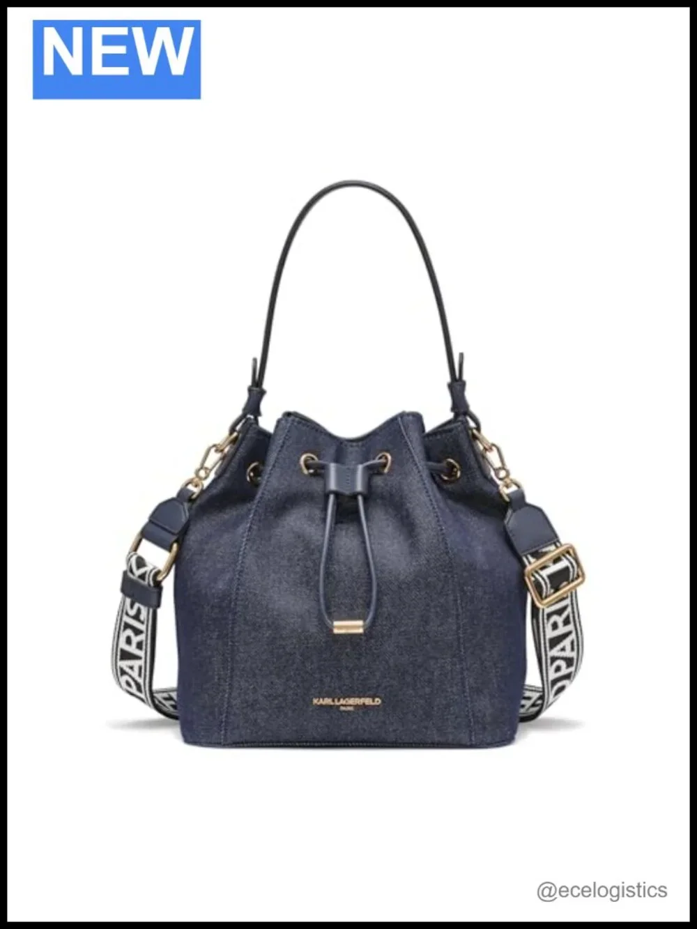 Karl Lagerfeld Adele Bucket Handbag Denim Cotton Shoulder Bag